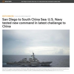 路透社25日报道：在对中国最新一次挑衅行动中，美军测试了从圣迭戈指挥南海的新系统。 - News.21cn.Com