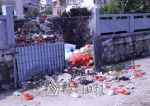 竹园村的垃圾收集池垃圾溢出满地。 - Meizhou.Cn
