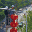 工作人员在梅水路挂灯笼。（高讯 摄） - Meizhou.Cn