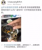 网友春节买湖蟹里面黑黑的 大V:没煮熟或交配过 - Meizhou.Cn