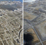 资料图：2011年4月5日（左）和2016年2月16日拍摄的日本岩手县陆前高田市的对比照片。 - News.Ycwb.Com