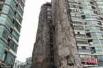 上海一居民楼被14层高假山包裹 被调侃为“山景房” - News.Timedg.Com