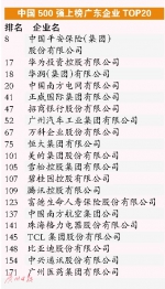 厉害了！中国企业500强广东51家居全国第二 - 广东电视网