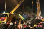 发生事故的游览车被吊起。 中新社记者 陈林 摄 - 新浪广东