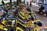 资料图：多个企业的共享单车扎堆停放在城市街头。中新社记者 张斌 摄 - 新浪广东