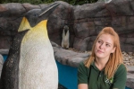 图为28岁的管理员艾玛·霍顿(Emma Horton)与其中一只替身塑料企鹅合影。 - 新浪广东