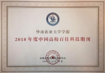 《华南农业大学学报》荣获2018年度中国高校百佳科技期刊 - 华南农业大学