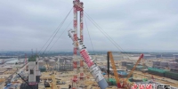 021年4月17日，芳烃装置完成亚洲最大抽余液塔吊装。贝宁旭 摄 - 中国新闻社广东分社主办